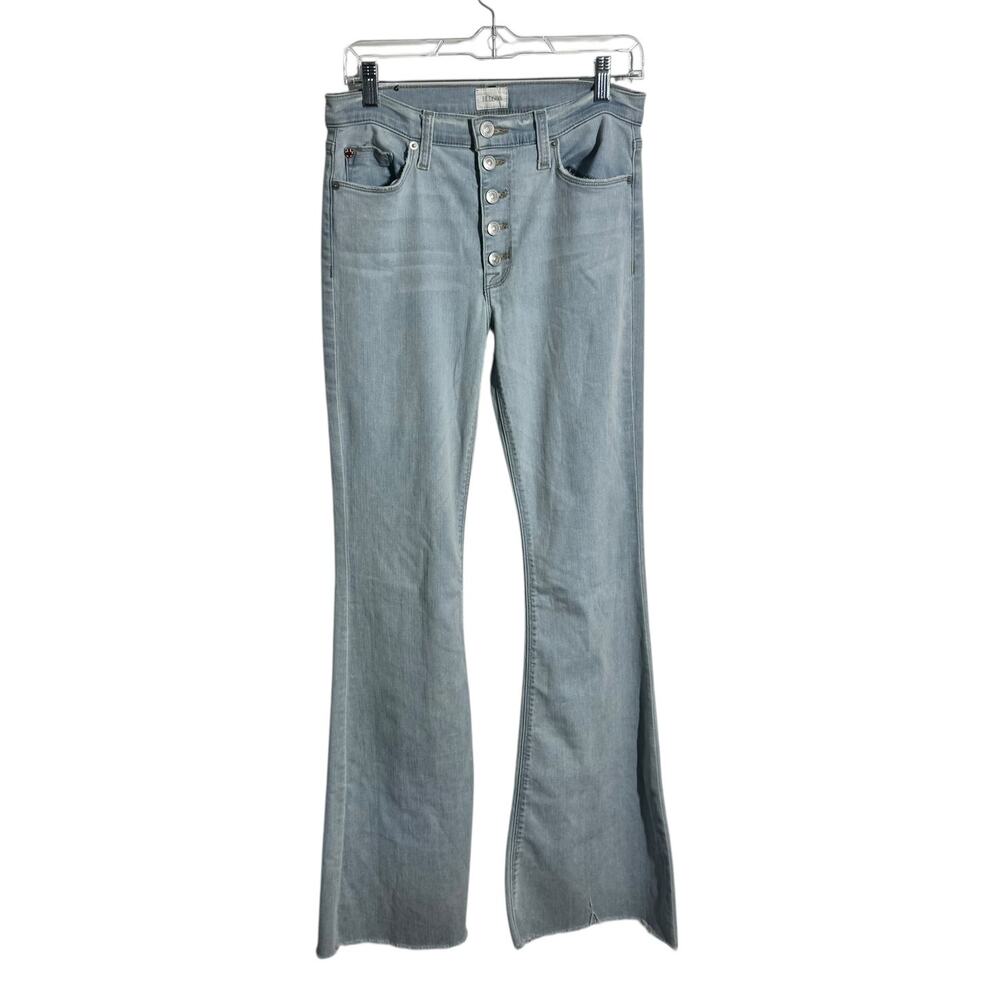 Hudson Jodi High Waist Flare Jean Women 27 Blue Light Wash Bootcut Raw Hem Boho